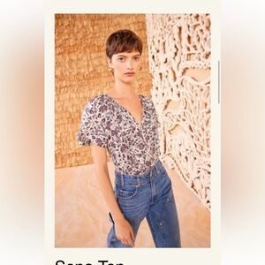 Ulla Johnson Sena Top Cosmos Black and Cream Floral Blouse